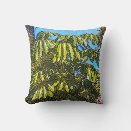 Schefflera Umbrellas Throw Pillow クッション (正面)