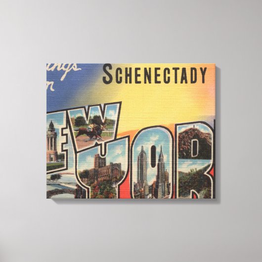 Schenectady, New York – ラージレターのシーン キャンバスプリント (正面)