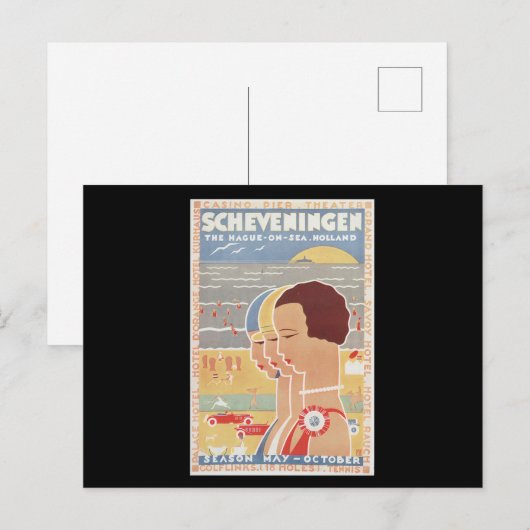 Scheveningen sun see vintage poster ポストカード (正面/裏面)