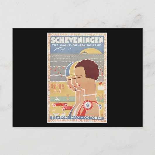 Scheveningen sun see vintage poster ポストカード (正面)