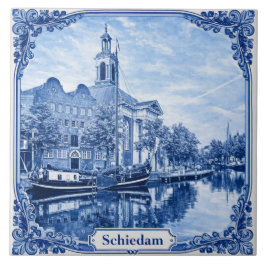Schiedam Delft Blue style ceramic tile タイル