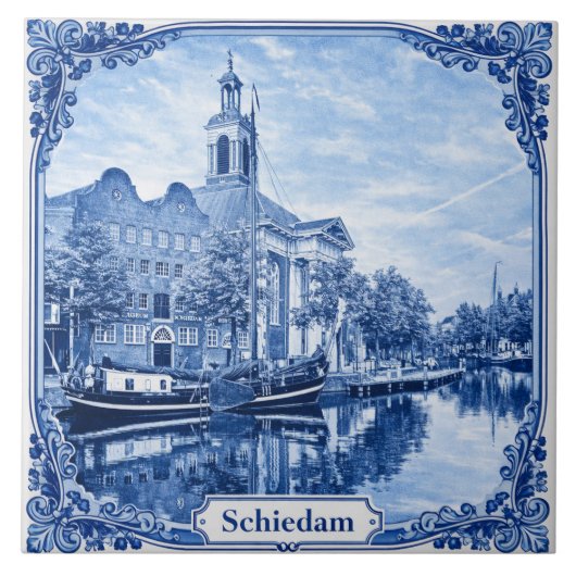 Schiedam Delft Blue style ceramic tile タイル (正面)