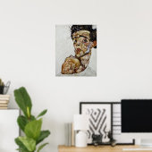 Schieleによって肩を持ち上げたセルフポートレート ポスター (ホームオフィス)