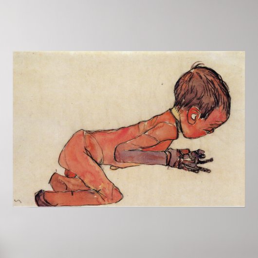 Schiele -生まれたばかりの脚が上描向き1910 ポスター (正面)