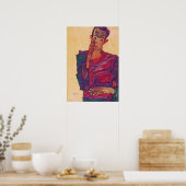 Schiele – 眼瞼を下げたセルフポートレート ポスター (キッチン)