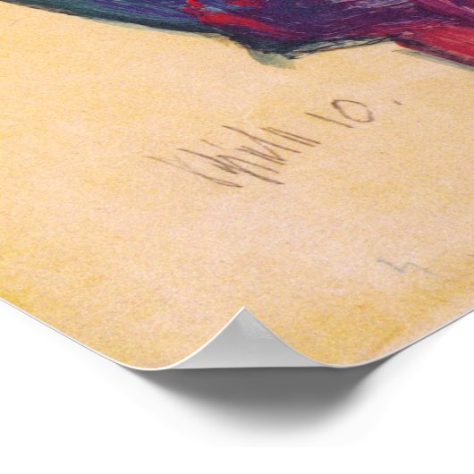 Schiele – 眼瞼を下げたセルフポートレート ポスター (角)