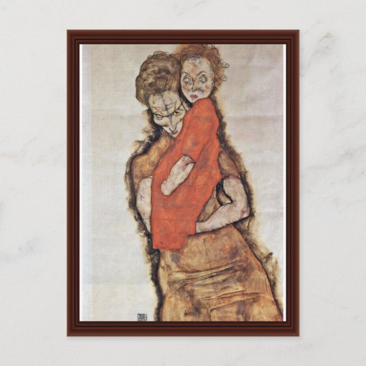 Schiele Egonの親子 ポストカード (正面)