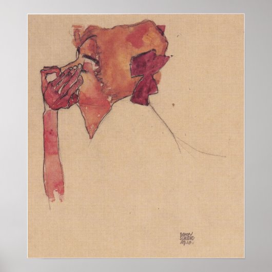 Schiele - Gerti With Hair Mesh 1910 ポスター (正面)