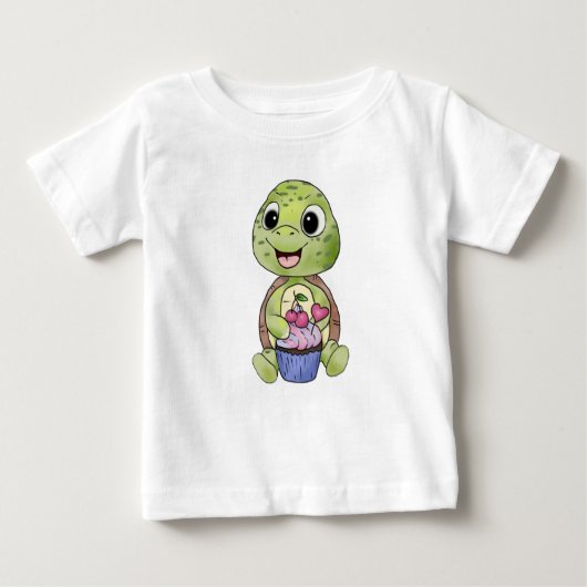 Schildkröte mit Muffin ベビーTシャツ (正面)