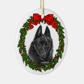 Schipperke Dog Art by Glenda S. Harlan セラミックオーナメント (右)