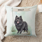 Schipperke Watercolor Personalized Dog クッション (ブランケット)