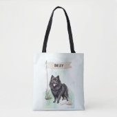 Schipperke Watercolor Personalized Dog トートバッグ (正面)