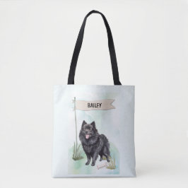 Schipperke Watercolor Personalized Dog トートバッグ