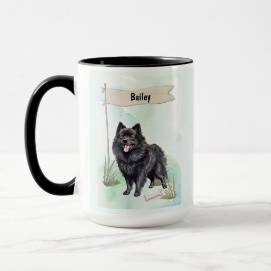 Schipperke Watercolor Personalized Dog マグカップ (左)
