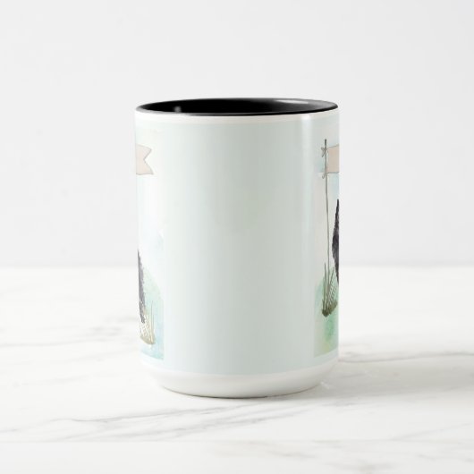 Schipperke Watercolor Personalized Dog マグカップ (中央)