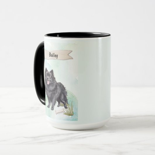 Schipperke Watercolor Personalized Dog マグカップ (正面左)