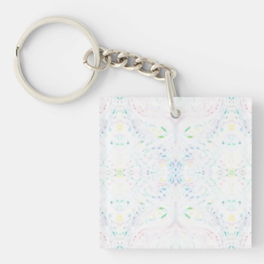 Schism Light Abstract Rainbow White Watercolor Art キーホルダー (正面)