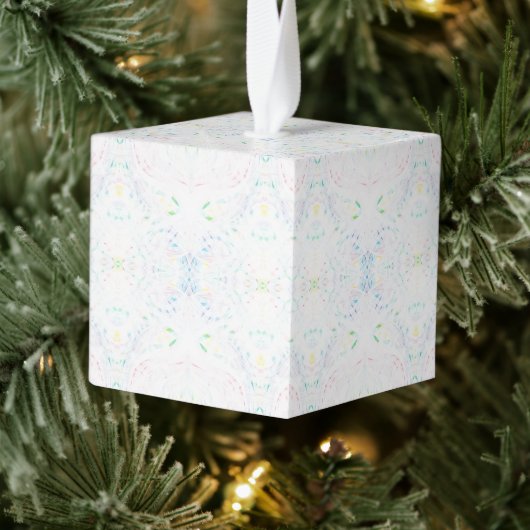 Schism Light Rainbow Abstract Watercolor Art キューブオーナメント (ツリー)