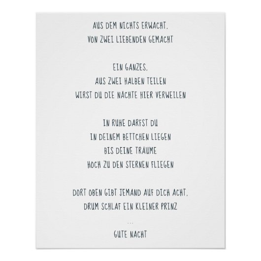 "Schlaf ein kleiner Prinz" ポスター (正面)