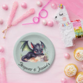 Schlafender Drache mit grünen Flügeln ペーパープレート (パーティー)