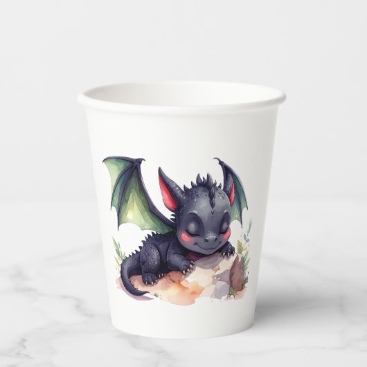 Schlafender Drache mit grünen Flügeln 紙コップ (正面)