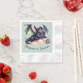 Schlafender Drache mit grünen Flügeln 縁ありカクテルナプキン (インサイチュ)