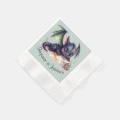 Schlafender Drache mit grünen Flügeln 縁ありカクテルナプキン (角)