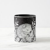 Schlafender Igel Herbst Laub Sternenhimmel マグカップ (中央)