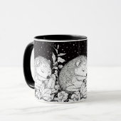 Schlafender Igel Herbst Laub Sternenhimmel マグカップ (正面左)