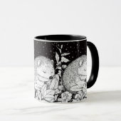 Schlafender Igel Herbst Laub Sternenhimmel マグカップ (正面右)