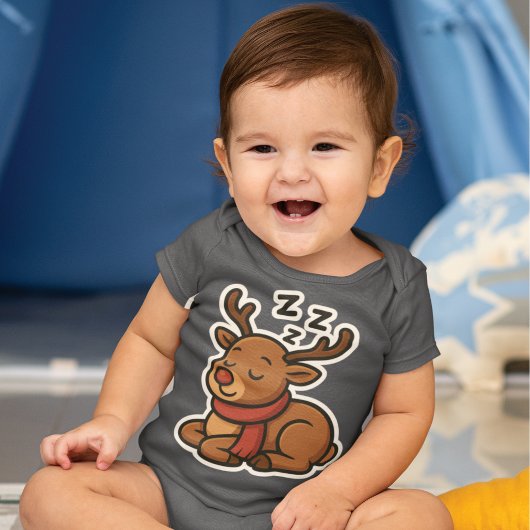 Schlafendes Rentier mit Schal ベビーボディスーツ