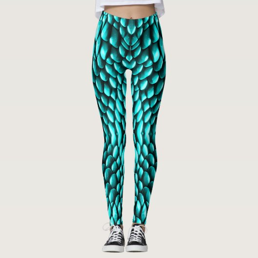 Schlangenoptik Schlangenhaut Türkis レギンス (正面)