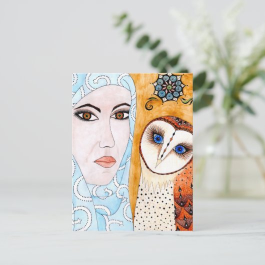 Schleiereule & Frau ポストカード (スタンド正面)