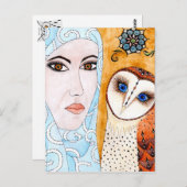 Schleiereule & Frau ポストカード (正面/裏面)