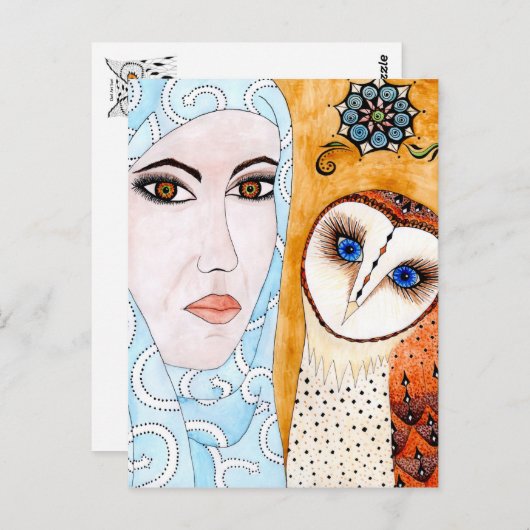 Schleiereule & Frau ポストカード (正面/裏面)