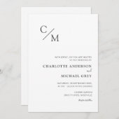 Schlicht elegante Monogramm einladung 招待状 (正面/裏面)