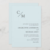 Schlicht elegante Monogramm einladung 招待状 (正面/裏面)
