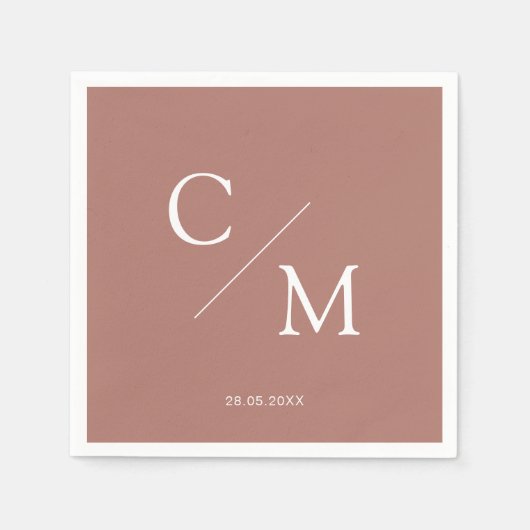 Schlicht elegante Monogramm Serviette スタンダードカクテルナプキン (正面)