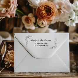 Schlicht Floral Namen Adressen ラバースタンプ