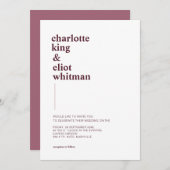 Schlicht modern Weiß, Aubergine einladung 招待状 (正面/裏面)