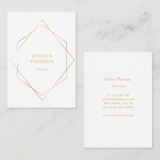 Schlicht, moderne Geometrik Gold Imitat Weiß 名刺 (正面/裏面)