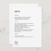 Schlicht  moderne Weiß Schwarz Hochzeit メニュー (正面/裏面)