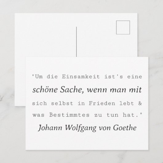 Schlichte Goethe Zitat Einsamkeit ポストカード (正面/裏面)