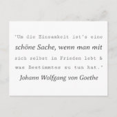 Schlichte Goethe Zitat Einsamkeit ポストカード (正面)