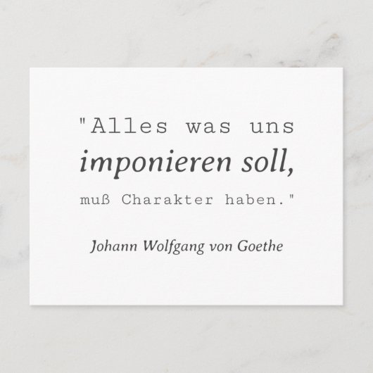 Schlichte Goethe Zitat Imponieren Postkarte ポストカード (正面)
