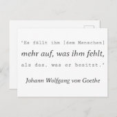 Schlichte Goethe Zitat Was ihm fehlt ポストカード (正面/裏面)