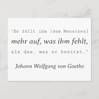 Schlichte Goethe Zitat Was ihm fehlt ポストカード