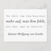 Schlichte Goethe Zitat Was ihm fehlt ポストカード (正面)