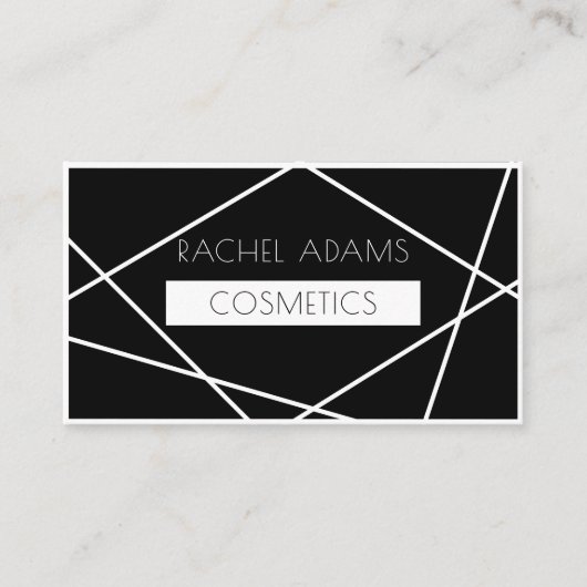 Schlichte Schwarz Weiß-Linien 名刺 (正面)