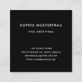 Schlichte Schwarz Weiß Visitenkarte Vorlage スクエア名刺 (裏面)